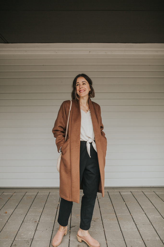 Only Child Ryan Pant, Luzon Long Sleeve Top, Cardiff Trench in Heavyweight Wool