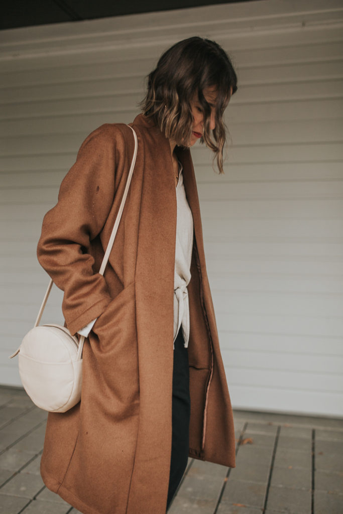 Only Child Ryan Pant, Luzon Long Sleeve Top, Cardiff Trench in Heavyweight Wool
