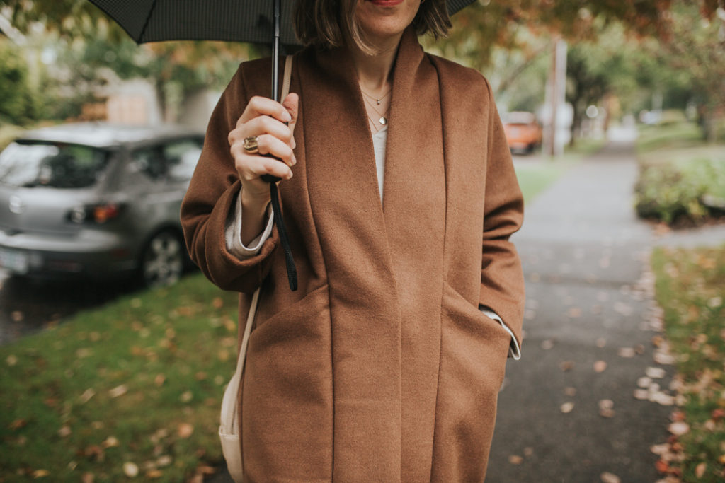 Only Child Ryan Pant, Luzon Long Sleeve Top, Cardiff Trench in Heavyweight Wool